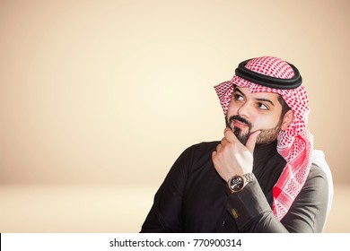 Saudi Arabian Man Profile, Wears Traditional Clothes.