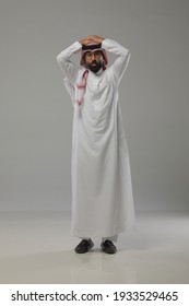 A Saudi Character In More Than One Poses In A White Background For Commercial Use 