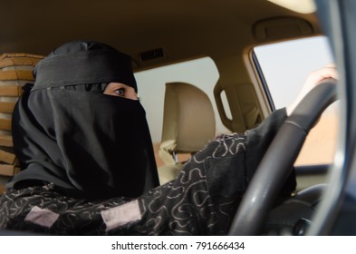 Saudi Woman Driving A Car In Saudi Arabia