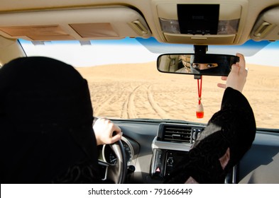 Saudi Woman Driving A Car In Saudi Arabia