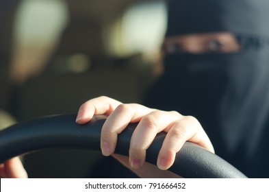 Saudi Woman Driving A Car In Saudi Arabia