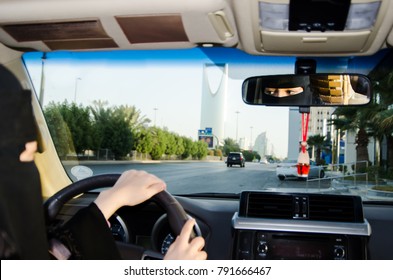Saudi Woman Driving A Car In Saudi Arabia