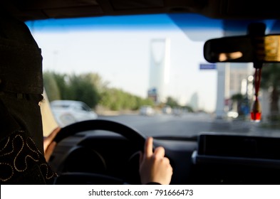 Saudi Woman Driving A Car In Saudi Arabia