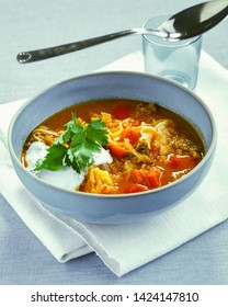 Sauerkraut Soup With Paprika, Minced Meat And Onions