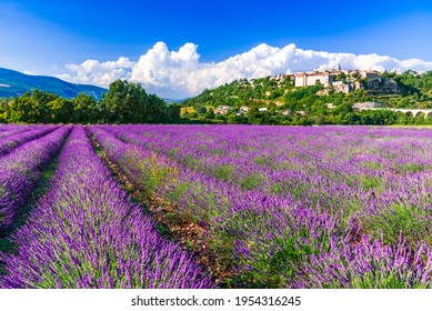 Sault, Provence - Scenic Beautiful Hilltop Village With Lavender Fields, Summer Travel In France