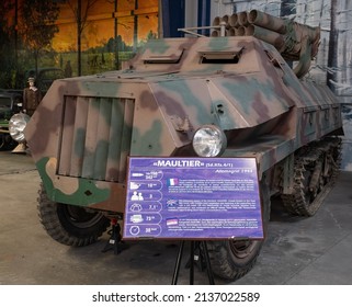 Saumur, France - February 26, 2022: German Maultier (Sd. Kfz. 4-1). Tank Museum In Saumur (Musee Des Blindes). Second World War Exhibition. Selective Focus.