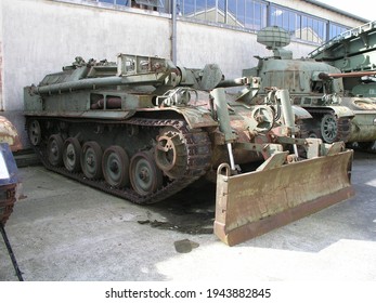 Saumur, France - June.15.2005: 
French AMX-13 VCG Combat Engineer Vehicle At French Tank Museum (Musée Des Blindés) 