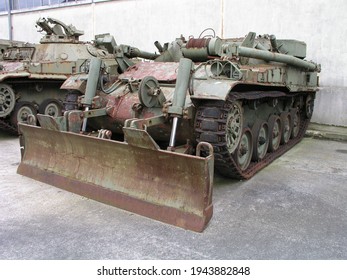 Saumur, France - June.15.2005: 
French AMX-13 VCG Combat Engineer Vehicle At French Tank Museum (Musée Des Blindés) 