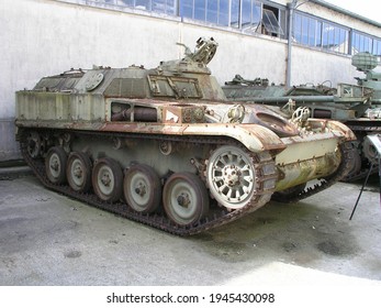 Saumur, France - June.15.2005: 
French AMX-13 VCG Combat Engineer Vehicle At French Tank Museum (Musée Des Blindés) 