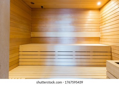 Sauna interior in hotel spa and wellness center