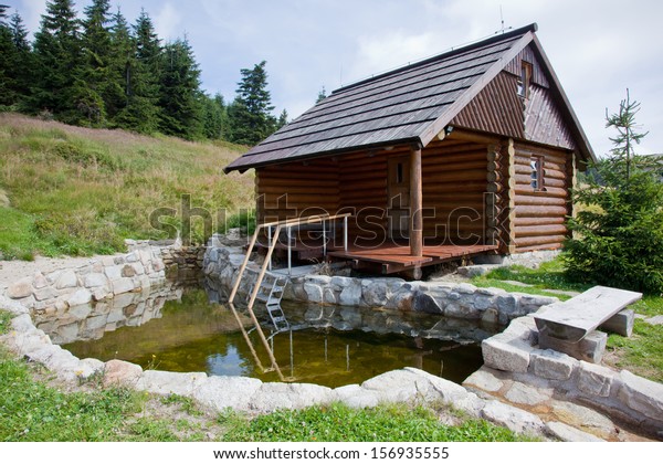 Sauna Log Cabin Pool Stock Photo Edit Now 156935555