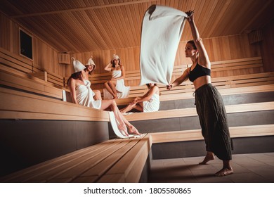 Sauna Master Making Ritual Finnish Sauna Stock Photo