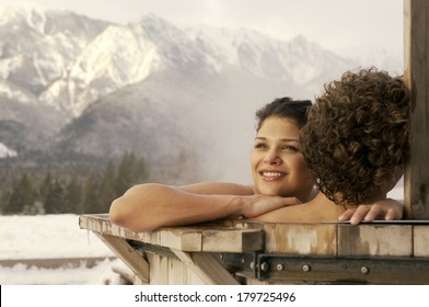 Sauna At Winter With Big Glass