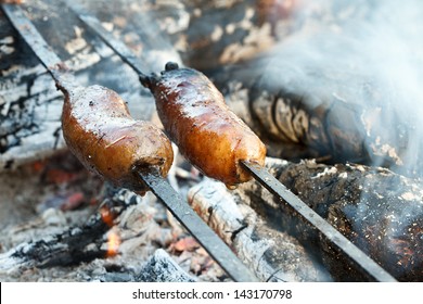 Sausage on fire