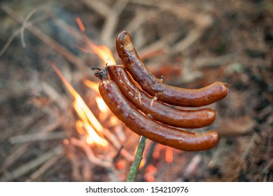 Sausage Roasted On Camp Fire
