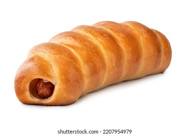 Sausage Roll Isolated Over White Background. With Clipping Path.