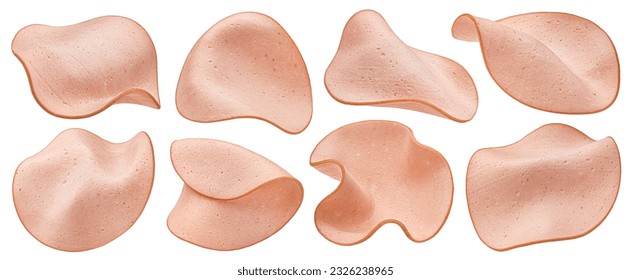 Sausage slices isolated on white background