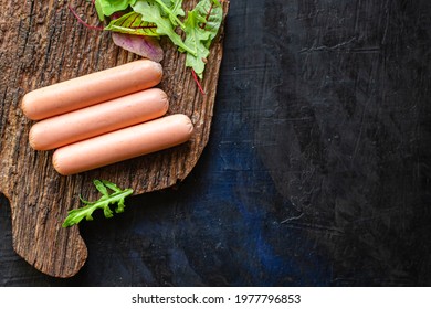 Sausage Vegetable Protein Veggie Meatless Soy Seitan Wheat Classic Taste Vegetarian Or Vegan Snack Sausages Healthy Meal Snack Top View Copy Space Food Background 