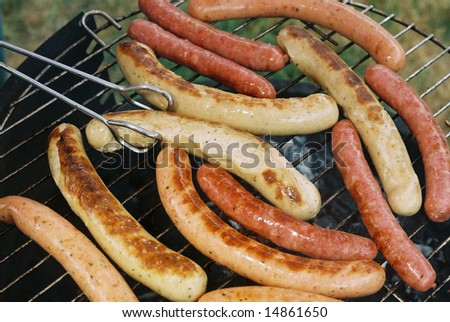 Sausages on Barbecue grill