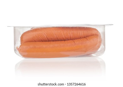 Sausages In Plastic Package Isolated On White Background