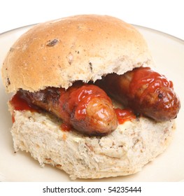 Sausages Roll With Tomato Ketchup.