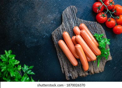 sausages vegetable protein seitan meatless soy wheat classic taste vegetarian or vegan snack ready to eat on the table healthy meal snack ingredient top view copy space for text food background rustic - Shutterstock ID 1870026370