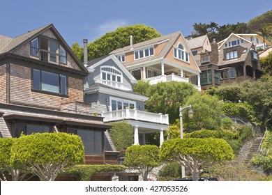 Sausalito California Neighborhood On A Hillside.