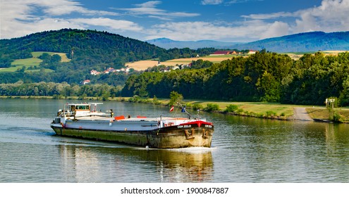 Sausenstein, Austria, July 20, 2013:  A Agriculture Area With A Wheat Field In The Melk District, Lower Austria Near Sausenstein