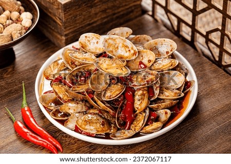 Sauteed Clams with Fried Clams and Roasted Chilli Sauce - Asian style

