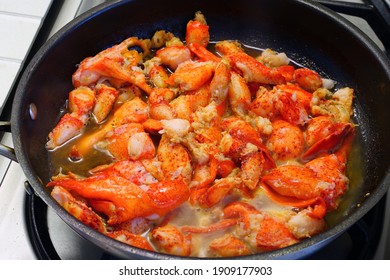 Sauteeing Lobster Meat In A Pan