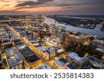 Savannah, Georgia. Historic American architecture of old historical city. USA Southern cityscape at sunset