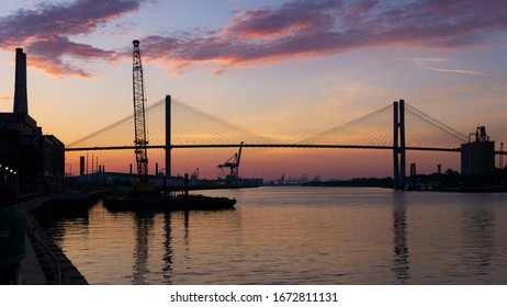 Savannah Georgia Sunset over the river - Shutterstock ID 1672811131