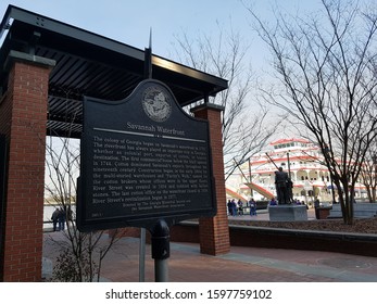 Savannah, Georgia, United States - Feb 17, 2017: Close up of landmark sign