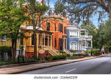 Savannah, Georgia, USA downtown historic views along Whitaker Street. - Shutterstock ID 2164642109
