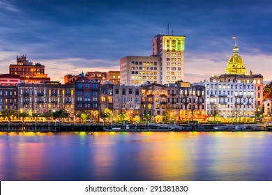 Savannah, Georgia, USA Downtown Skyline.