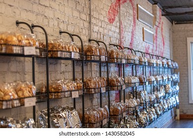 Savannah Georgia USA - June 21,2019: Byrd’s Famous Cookies City Market inside view cookies on shelf