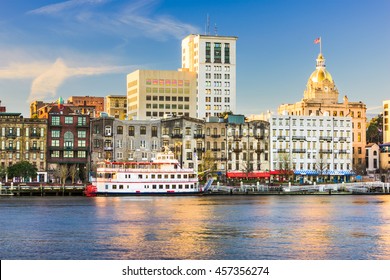 Savannah Georgia Usa Riverfront Skyline Stock Photo Edit Now