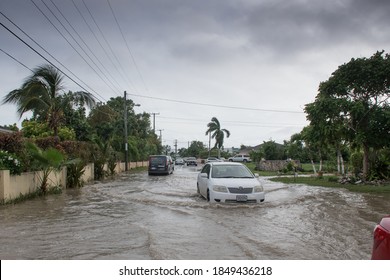 Savannah, Grand Cayman, Cayman Islands - 11/7/20: tropical storm Eta has caused significant damage to Grand Cayman. This shot shows significant flooding