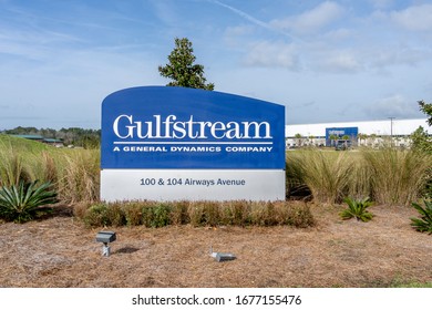 Savannah, Georgia‎, USA - January 18, 2020: Gulfstream Sign And Building At The Headquarters In Savannah, Georgia‎, USA. Gulfstream Aerospace Corporation Is An American Aircraft Company. 