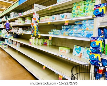 Savannah,Georgia/United States-Mar 14 2020: Inside The Kroger Grocery Store ,Baby Wipes Were Almost Sold Out After US Declares National Emergency As COVID-19 Coronavirus Spreads.