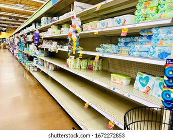 Savannah,Georgia/United States-Mar 14 2020: Inside The Kroger Grocery Store ,Baby Wipes Were Almost Sold Out After US Declares National Emergency As COVID-19 Coronavirus Spreads.