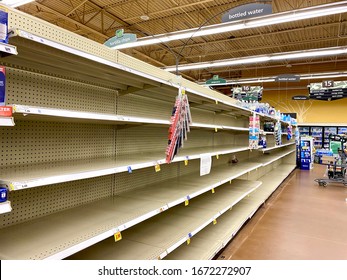 Savannah,Georgia/United States-Mar 14 2020: Inside The Kroger Grocery Store ,Bottle Water Were Almost Sold Out After US Declares National Emergency As COVID-19 Coronavirus Spreads.