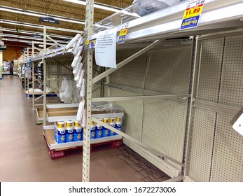 Savannah,Georgia/United States-Mar 14 2020: Inside The Kroger Grocery Store ,Bath Tissue Were Almost Sold Out After US Declares National Emergency As COVID-19 Coronavirus Spreads.