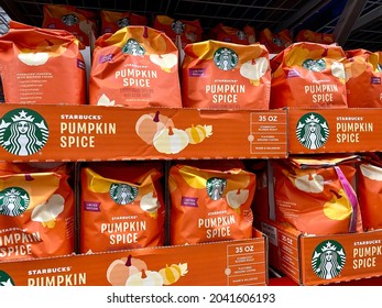 Savannah,Georgia|Usa-Sep 14 2021:Starbucks Pumpkin Spice Flavor Coffee On Shelf For Sell At Store.