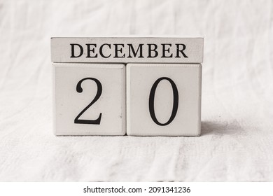 Save the date. December 20th. Day 20 of month, date calendar on white background.  White block calendar present date 20 and month December, Advent, special occasions, website events.  - Shutterstock ID 2091341236