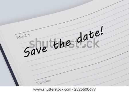 Save the date reminder note in a diary page