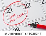Save the Date written on a calendar - August 21