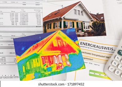 save energy. house with thermal imaging camera photographed