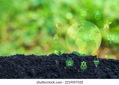 Save Environment And Plant Concept, Recycling Symbol Reuse Waste Minimisation, Energy And Environmental Protection, Saving Plant Life.