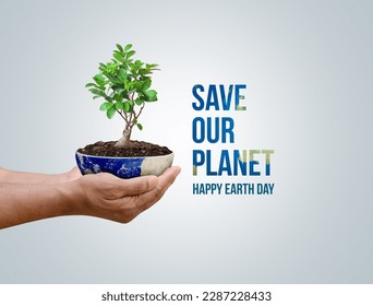 Save our planet. Earth day 3d concept background. Ecology concept. Design with 3d globe map drawing and leaves isolated on white background.
 - Shutterstock ID 2287228433